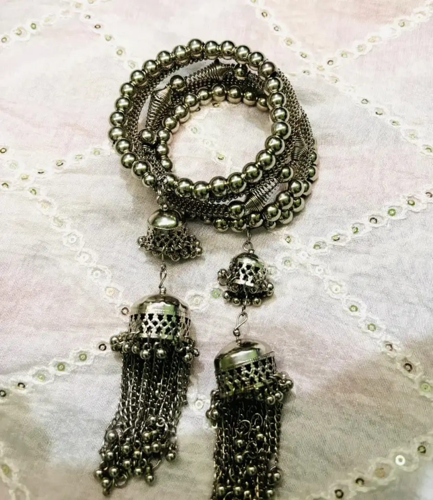 Oxidized Silver Charm Bracelet
