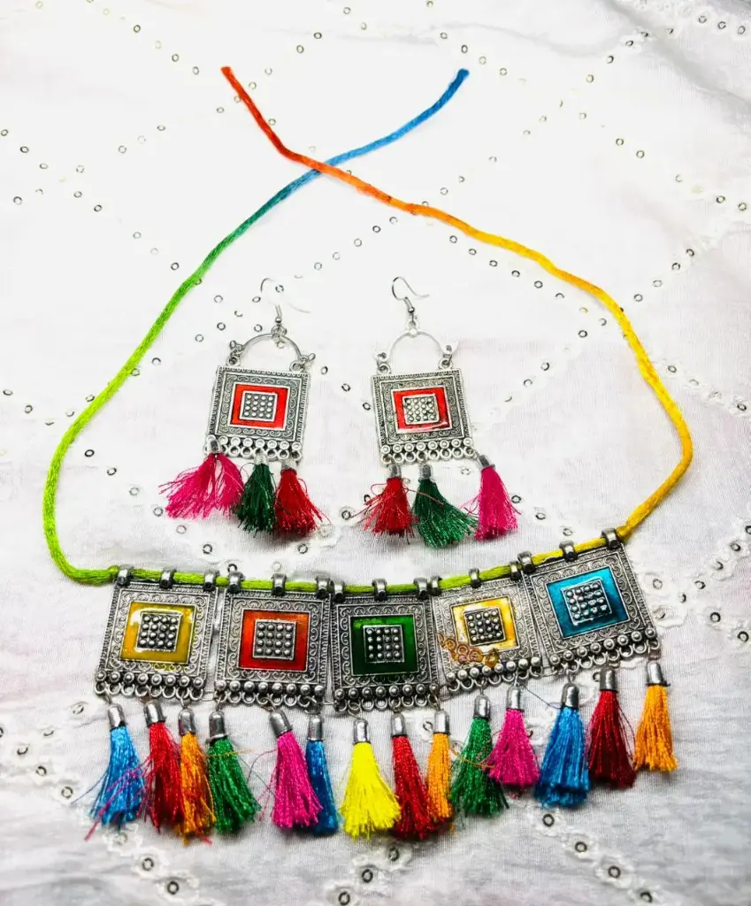 Multicolor Tribal Tassel Jewelry Set