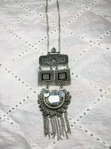 Vintage Layered Mirror Pendant Necklace