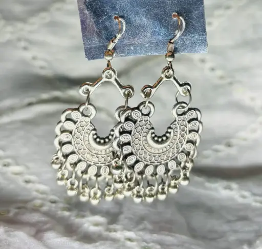 Crescent Oxidized Earrings